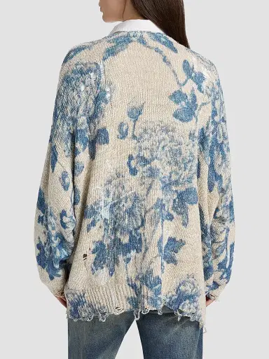 R13 Women's Floral Linen-Cotton Blend Oversized Cardigan | Thumbnail 5 R13 Women's Floral Linen-Cotton Blend Oversized Cardigan | Thumbnail 5