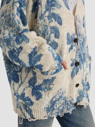 R13 Women's Floral Linen-Cotton Blend Oversized Cardigan | Thumbnail 6 R13 Women's Floral Linen-Cotton Blend Oversized Cardigan | Thumbnail 6