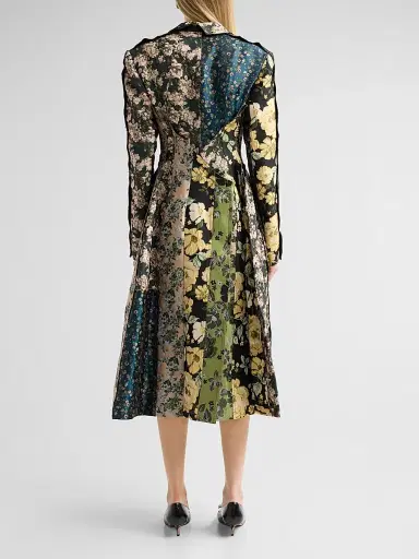 Jason Wu Collection Women's Mixed Floral Jacquard Paneled Coatdress - Black Yellow Multi - Size 8 | Thumbnail 3 Jason Wu Collection Women's Mixed Floral Jacquard Paneled Coatdress - Black Yellow Multi - Size 8 | Thumbnail 3