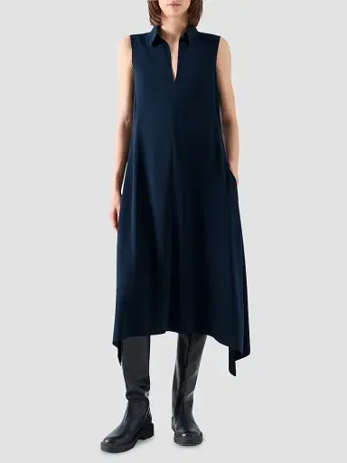 Akris punto Women's Signature Lasercut Crêpe Midi Dress - Navy - Size 16 | Thumbnail 2 Akris punto Women's Signature Lasercut Crêpe Midi Dress - Navy - Size 16 | Thumbnail 2
