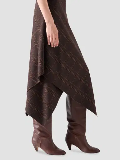 Akris punto Women's Blanket Check Wool-Blend Flannel Midi Dress - Espresso Caramel - Size 12 | Thumbnail 5 Akris punto Women's Blanket Check Wool-Blend Flannel Midi Dress - Espresso Caramel - Size 12 | Thumbnail 5