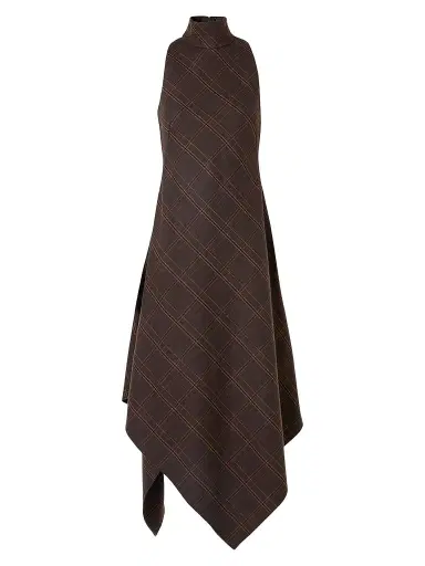 Akris punto Women's Blanket Check Wool-Blend Flannel Midi Dress - Espresso Caramel - Size 12 | Thumbnail 1 Akris punto Women's Blanket Check Wool-Blend Flannel Midi Dress - Espresso Caramel - Size 12 | Thumbnail 1