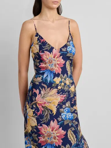 Etro Women's Botanical-Print Tiered Ruffled Gown - Printed Blue Base | Thumbnail 5 Etro Women's Botanical-Print Tiered Ruffled Gown - Printed Blue Base | Thumbnail 5