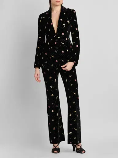 Etro Women's Embroidered Velvet Cotton-Blend Blazer | Thumbnail 2 Etro Women's Embroidered Velvet Cotton-Blend Blazer | Thumbnail 2