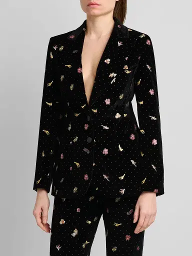 Etro Women's Embroidered Velvet Cotton-Blend Blazer | Thumbnail 4 Etro Women's Embroidered Velvet Cotton-Blend Blazer | Thumbnail 4
