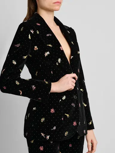 Etro Women's Embroidered Velvet Cotton-Blend Blazer | Thumbnail 5 Etro Women's Embroidered Velvet Cotton-Blend Blazer | Thumbnail 5