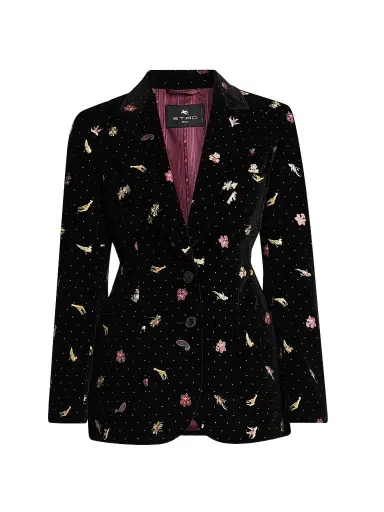 Etro Women's Embroidered Velvet Cotton-Blend Blazer | Thumbnail 1 Etro Women's Embroidered Velvet Cotton-Blend Blazer | Thumbnail 1