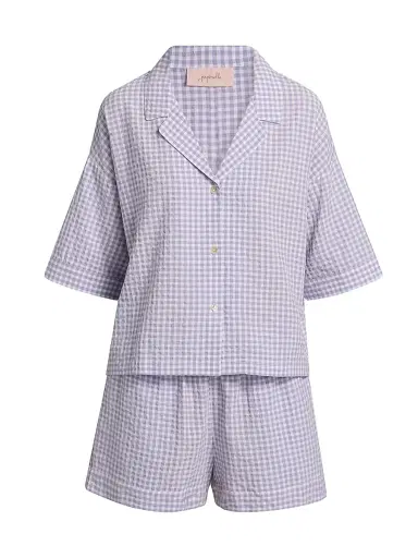Papinelle Women's Seersucker Gingham Boxer Pajamas - Soft Lavender | Thumbnail 1 Papinelle Women's Seersucker Gingham Boxer Pajamas - Soft Lavender | Thumbnail 1