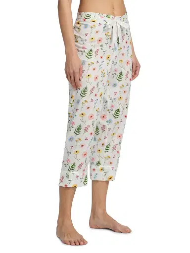 Papinelle Women's Elodie Wildflower Cotton Crop Pajamas - White | Thumbnail 4 Papinelle Women's Elodie Wildflower Cotton Crop Pajamas - White | Thumbnail 4