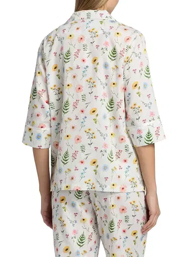 Papinelle Women's Elodie Wildflower Cotton Crop Pajamas - White | Thumbnail 5 Papinelle Women's Elodie Wildflower Cotton Crop Pajamas - White | Thumbnail 5