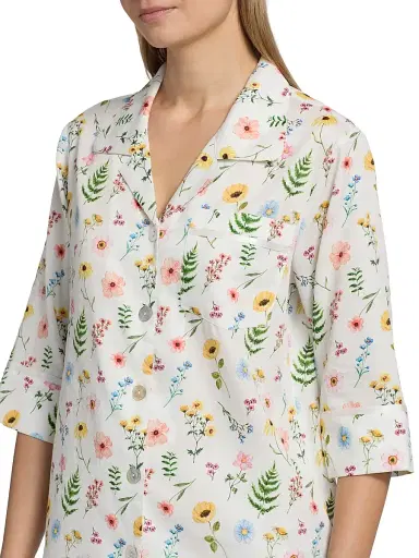 Papinelle Women's Elodie Wildflower Cotton Crop Pajamas - White | Thumbnail 6 Papinelle Women's Elodie Wildflower Cotton Crop Pajamas - White | Thumbnail 6