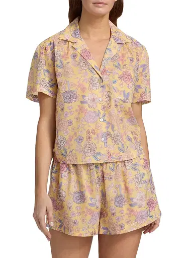 Papinelle Women's Karolina Floral Short Pajamas - Golden Haze | Thumbnail 3 Papinelle Women's Karolina Floral Short Pajamas - Golden Haze | Thumbnail 3