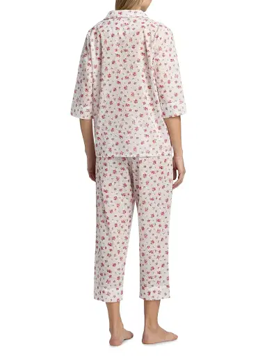 Papinelle Women's Swiss Dot Floral Cotton Crop Pajamas - Posy Floral | Thumbnail 5 Papinelle Women's Swiss Dot Floral Cotton Crop Pajamas - Posy Floral | Thumbnail 5