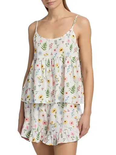 Papinelle Women's Elodie Wildfloral Cotton Cami & Boxer Pajamas - White | Thumbnail 3 Papinelle Women's Elodie Wildfloral Cotton Cami & Boxer Pajamas - White | Thumbnail 3
