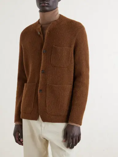 dunhill Ribbed Camel Wool, Wool and Cashmere-Blend Cardigan - Men | Thumbnail 3 dunhill Ribbed Camel Wool, Wool and Cashmere-Blend Cardigan - Men | Thumbnail 3