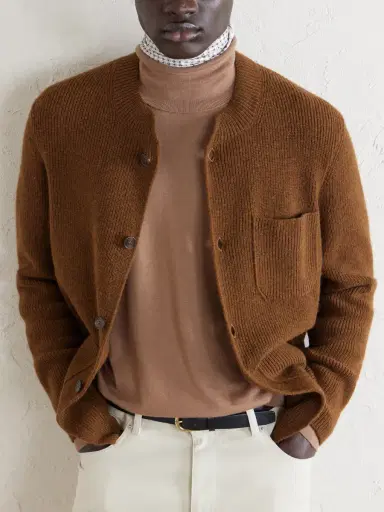 dunhill Ribbed Camel Wool, Wool and Cashmere-Blend Cardigan - Men | Thumbnail 6 dunhill Ribbed Camel Wool, Wool and Cashmere-Blend Cardigan - Men | Thumbnail 6