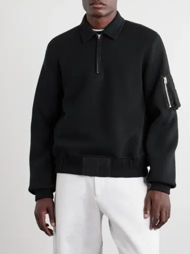 Sacai Cotton-Blend Half-Zip Sweater - Men | Thumbnail 3 Sacai Cotton-Blend Half-Zip Sweater - Men | Thumbnail 3