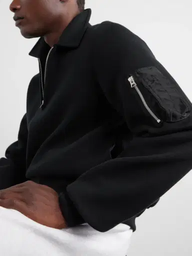 Sacai Cotton-Blend Half-Zip Sweater - Men | Thumbnail 6 Sacai Cotton-Blend Half-Zip Sweater - Men | Thumbnail 6