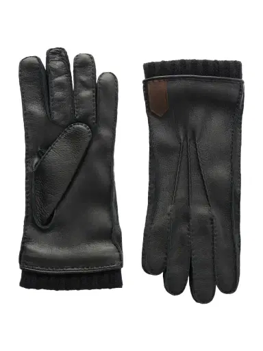 Canali Ribbed Cashmere-Trimmed Leather Gloves - Men | Thumbnail 1 Canali Ribbed Cashmere-Trimmed Leather Gloves - Men | Thumbnail 1