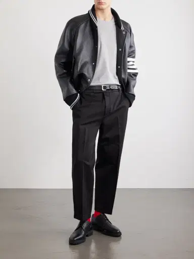 Thom Browne Logo-Appliquéd Striped Cotton-Jersey T-Shirt - Men | Thumbnail 2 Thom Browne Logo-Appliquéd Striped Cotton-Jersey T-Shirt - Men | Thumbnail 2