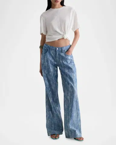 AG Jeans Stella Low-Rise Wide Embellished Jeans | Thumbnail 2 AG Jeans Stella Low-Rise Wide Embellished Jeans | Thumbnail 2