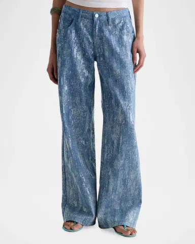 AG Jeans Stella Low-Rise Wide Embellished Jeans | Thumbnail 4 AG Jeans Stella Low-Rise Wide Embellished Jeans | Thumbnail 4