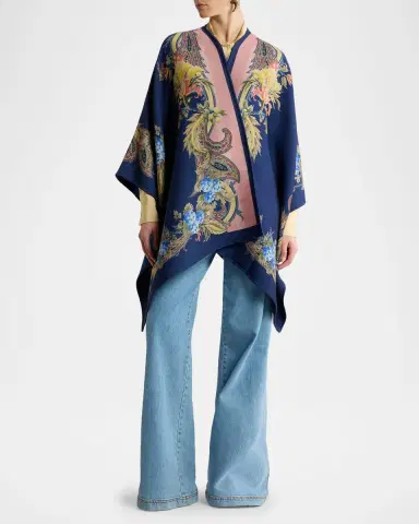 Etro Paisley Wool-Blend Jacquard Cape | Thumbnail 2 Etro Paisley Wool-Blend Jacquard Cape | Thumbnail 2