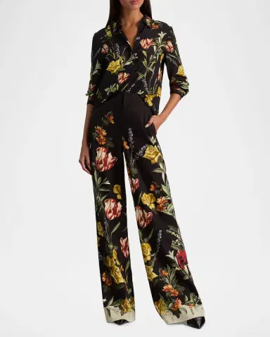 ALICE + OLIVIA Dylan Floral Wide-Leg Pants | Thumbnail 2 ALICE + OLIVIA Dylan Floral Wide-Leg Pants | Thumbnail 2