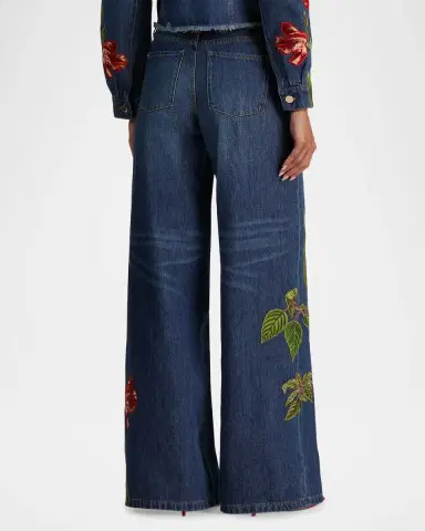 ALICE + OLIVIA Amazing Low-Rise Embroidered Jeans | Thumbnail 3 ALICE + OLIVIA Amazing Low-Rise Embroidered Jeans | Thumbnail 3