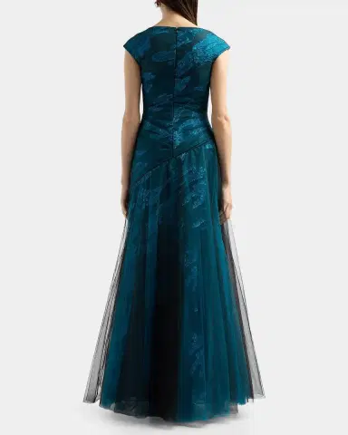 Rene Ruiz Collection Illusion Tulle & Fil Coupe Draped Gown | Thumbnail 3 Rene Ruiz Collection Illusion Tulle & Fil Coupe Draped Gown | Thumbnail 3