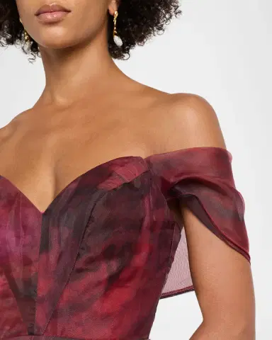 Rene Ruiz Collection Wrap-Sleeve Off-the-Shoulder Organza Gown | Thumbnail 5 Rene Ruiz Collection Wrap-Sleeve Off-the-Shoulder Organza Gown | Thumbnail 5