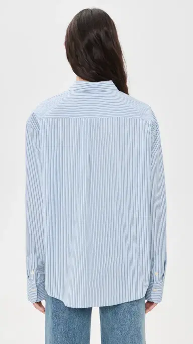 Good American The Poplin Easy Shirt Summer Sky Stripe | Thumbnail 3 Good American The Poplin Easy Shirt Summer Sky Stripe | Thumbnail 3