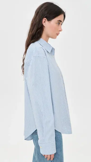 Good American The Poplin Easy Shirt Summer Sky Stripe | Thumbnail 4 Good American The Poplin Easy Shirt Summer Sky Stripe | Thumbnail 4