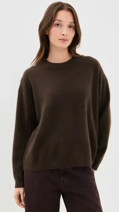 Staud Serrano Cashmere Relaxed Crew Dark Chocolate L | Thumbnail 2 Staud Serrano Cashmere Relaxed Crew Dark Chocolate L | Thumbnail 2
