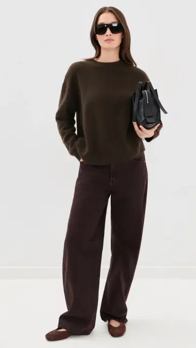 Staud Serrano Cashmere Relaxed Crew Dark Chocolate L | Thumbnail 5 Staud Serrano Cashmere Relaxed Crew Dark Chocolate L | Thumbnail 5