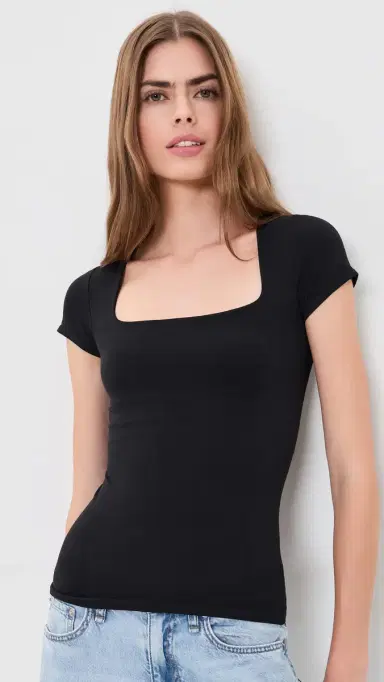 Free People Clean Lines Baby Tee Black | Thumbnail 2 Free People Clean Lines Baby Tee Black | Thumbnail 2