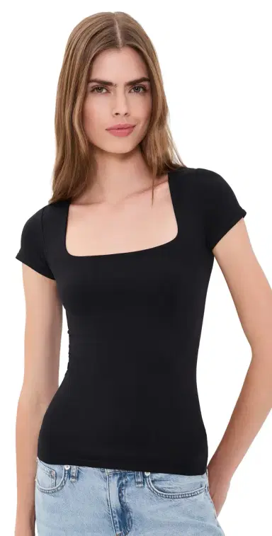 Free People Clean Lines Baby Tee Black | Thumbnail 1 Free People Clean Lines Baby Tee Black | Thumbnail 1