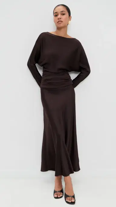 Staud Freda Silk Dress Earth | Thumbnail 2 Staud Freda Silk Dress Earth | Thumbnail 2