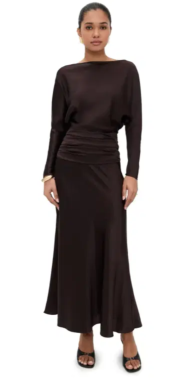 Staud Freda Silk Dress Earth | Thumbnail 1 Staud Freda Silk Dress Earth | Thumbnail 1