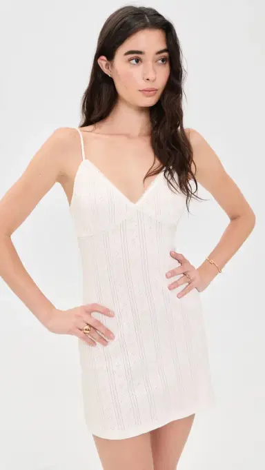 Good American The Pointelle Mini Dress White001 | Thumbnail 2 Good American The Pointelle Mini Dress White001 | Thumbnail 2