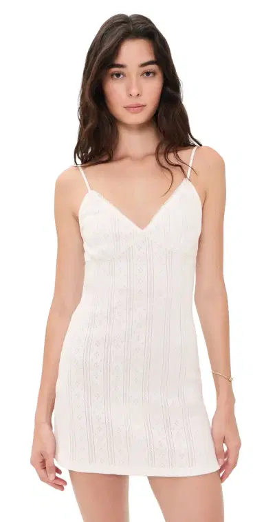 Good American The Pointelle Mini Dress White001 | Thumbnail 1 Good American The Pointelle Mini Dress White001 | Thumbnail 1