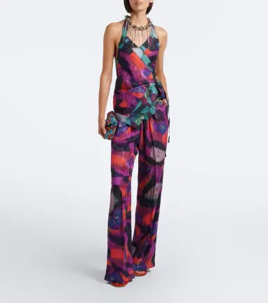 Dries Van Noten Printed moiré wide-leg pants | Thumbnail 3 Dries Van Noten Printed moiré wide-leg pants | Thumbnail 3