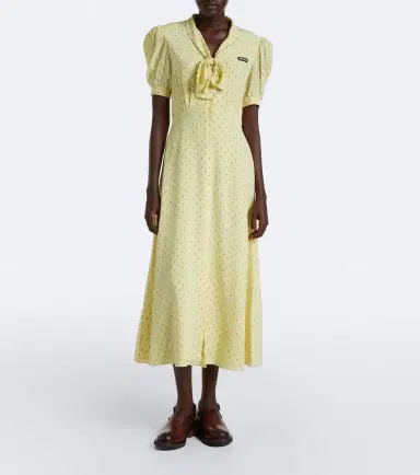 Miu Miu Polka-dot tie-neck silk midi dress | Thumbnail 2 Miu Miu Polka-dot tie-neck silk midi dress | Thumbnail 2
