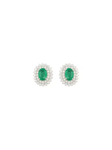 Wish Fine Jewelry 2.00ct Emerald Diamond 18K Gold Halo Earrings | Thumbnail 1 Wish Fine Jewelry 2.00ct Emerald Diamond 18K Gold Halo Earrings | Thumbnail 1