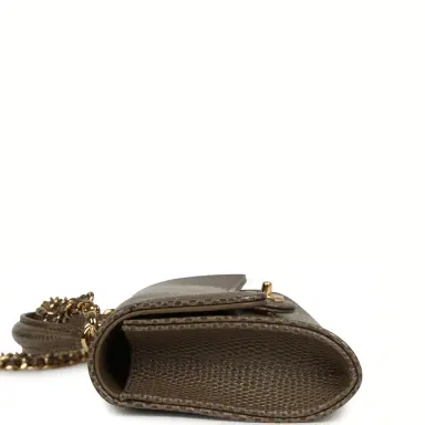 Chanel Chanel Long Top Handle Clutch with Chain Dark Khaki Lizard Embossed Calfskin Gold Hardware | Thumbnail 5 Chanel Chanel Long Top Handle Clutch with Chain Dark Khaki Lizard Embossed Calfskin Gold Hardware | Thumbnail 5