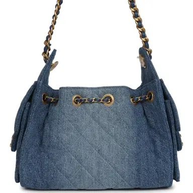 Chanel Chanel Mini 25 Hobo Bag Blue Washed Denim Antique Gold Hardware | Thumbnail 4 Chanel Chanel Mini 25 Hobo Bag Blue Washed Denim Antique Gold Hardware | Thumbnail 4