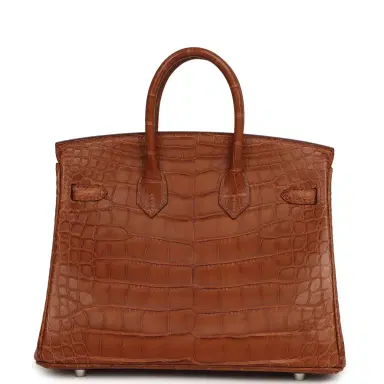 HERMÈS Hermes Birkin 25 Gold Matte Alligator Palladium Hardware | Thumbnail 4 HERMÈS Hermes Birkin 25 Gold Matte Alligator Palladium Hardware | Thumbnail 4