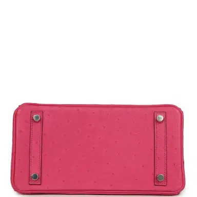 HERMÈS Hermes Birkin 25 Rose Tyrien, Rouge Vif Ostrich Touch Palladium Hardware | Thumbnail 6 HERMÈS Hermes Birkin 25 Rose Tyrien, Rouge Vif Ostrich Touch Palladium Hardware | Thumbnail 6