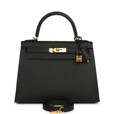 HERMÈS Hermes Kelly Sellier 28 Black Epsom Gold Hardware | Thumbnail 1 HERMÈS Hermes Kelly Sellier 28 Black Epsom Gold Hardware | Thumbnail 1