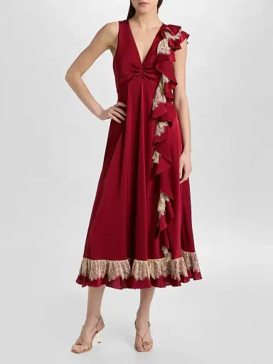 Cinq à Sept Women's Esme Satin Minna Dress - Berrywine Gardenia - Size 16 | Thumbnail 3 Cinq à Sept Women's Esme Satin Minna Dress - Berrywine Gardenia - Size 16 | Thumbnail 3